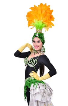 cabaret dancer isolated on a white background