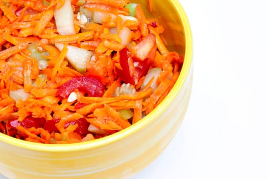 Detail of the Fine Vegetable Salad - tossed salad - carrot, tomatoes, cabbage