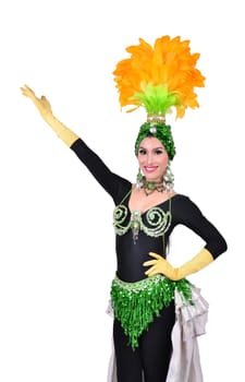 cabaret dancer isolated on a white background