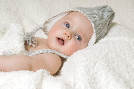 Baby with wool hat