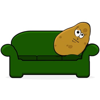 Cartoon illustration showing a potato looking bored and lying on a couch