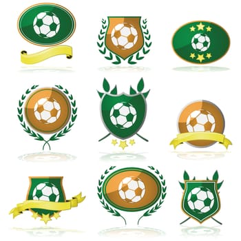 Set of badges and seals with a soccer ball inside
