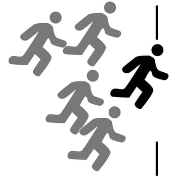 Concept illustration showing five stick figures running in a race