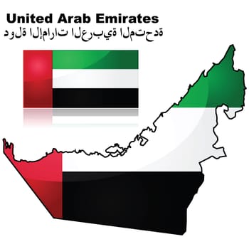 Map and flag of the United Arab Emirates (UAE)