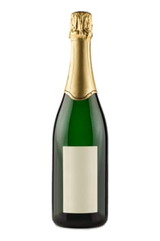 bottle of champagne in front of white background
