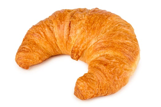 freshly baked croissant on white background
