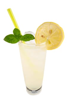 long drink vodka lemon on white background