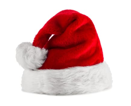 Santa hat in front of white background