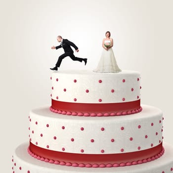 gromm try to escape jumping from the top cake