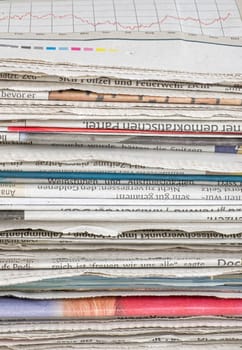 Close-up of a stack of newspapers