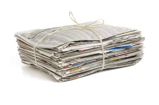 tied up stack of newspapers