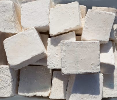 traditionally manufactured soap win white cubes pattern texture