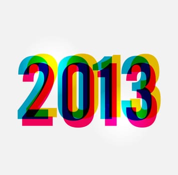Contemporary happy New year 2013 colorful transparency composition. EPS 10 vector illustration, cleanly built grouped and ordered in layers for easy editing.