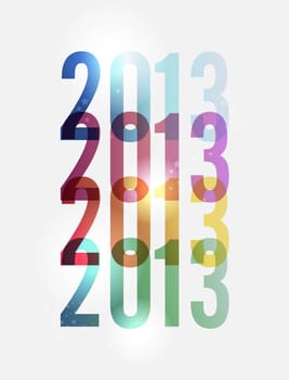 Contemporary happy New year 2013 colorful transparency background. EPS 10 vector illustration, cleanly built grouped and ordered in layers for easy editing.