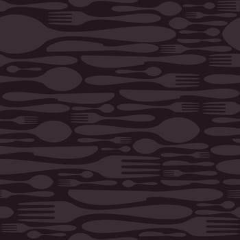 Luxury cutlery icon seamless pattern background. Fork, knife and spoon silhouettes. Vector file layered for easy manipulation and customisation.