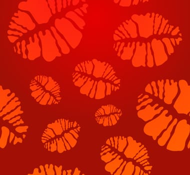 Seamless lipstick kiss shape print red pattern. Vector file layered for easy manipulation and customisation.