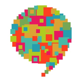 Pixel abstract art in social speech bubble shape. Vector file layered for easy manipulation and custom coloring.
