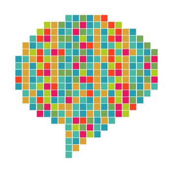 Abstract pixel art in social speech bubble shape. Vector file layered for easy manipulation and custom coloring.