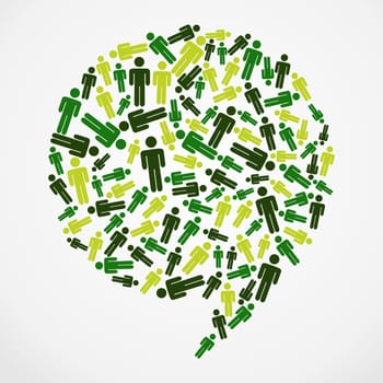 Go Green web marketing campaign: people silhouette in bubble shape. Vector file layered for easy manipulation and custom coloring.
