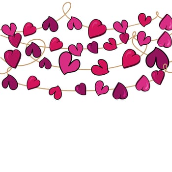 Valentine day love heart flowers hanging over white background. Vector illustration layered for easy manipulation and custom coloring.