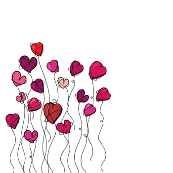 Valentine day spring flowers heart ¡solated over white. Vector illustration layered for easy manipulation and custom coloring.