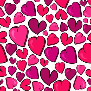 Valentine hand drawn love heart seamless pattern. Vector illustration layered for easy manipulation and custom coloring.