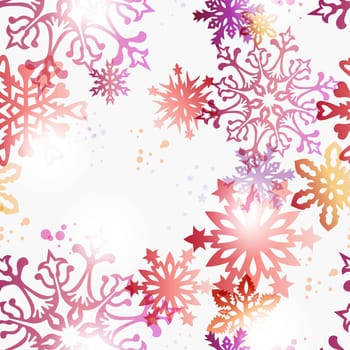 Contemporary Christmas snowflakes seamless pattern background. EPS10 illustration with transparencies layered for easy manipulation and custom coloring.