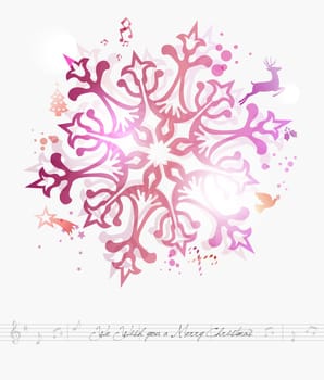Contemporary we wish you a Merry Christmas snowflakes transparency background. EPS10 illustration with transparencies layered for easy manipulation and custom coloring.
