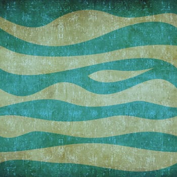 Abstract blue waves vintage seamless pattern.