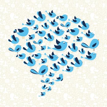 Social media birds viral marketing campaign in speech bubble. Vector file layered for easy manipulation and custom coloring.