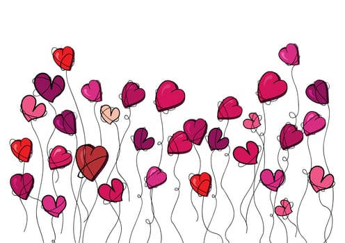Valentine day spring flowers love heart isolated over white. Vector illustration layered for easy manipulation and custom coloring.