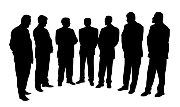 Group of seven businessmen. Isolated white background.