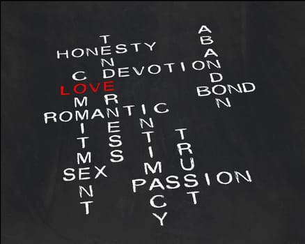 Crossword puzzle on the topic of love