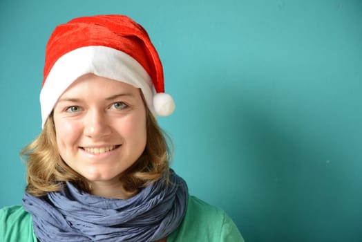 Young woman with Santa hat - portrait -