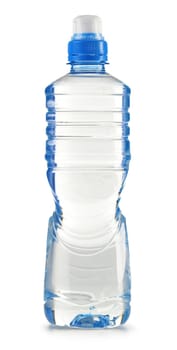 Polycarbonate plastic bottle of mineral water isolated on white background