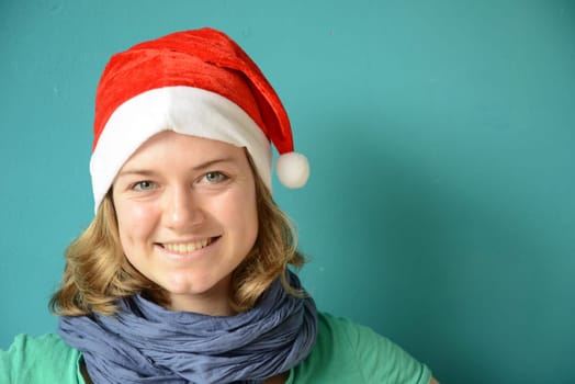 Young woman with Santa hat - portrait -