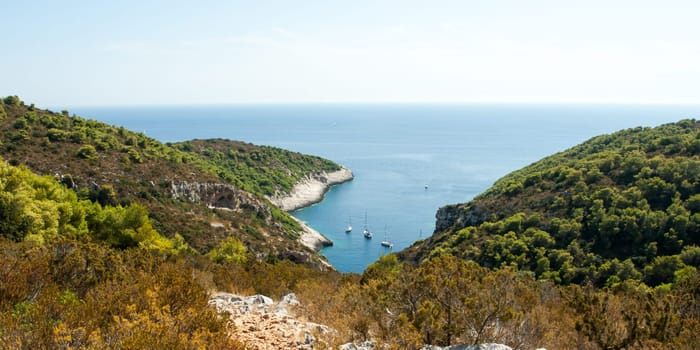A scenic bay of Vis island in Croatia