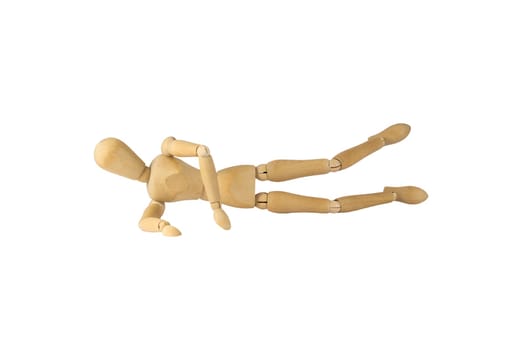 Wooden female figure is doing exercise