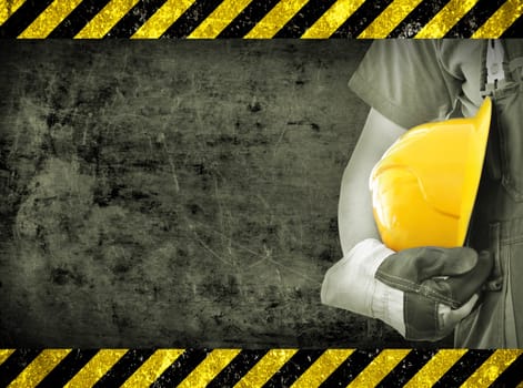 worker and grunge texture in background. concept of osh (occupational safety and health)