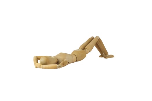 Wooden female figure is relaxing