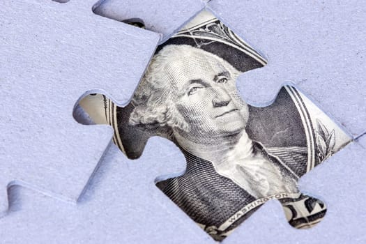 Jigsaw puzzle with Washington looking to you