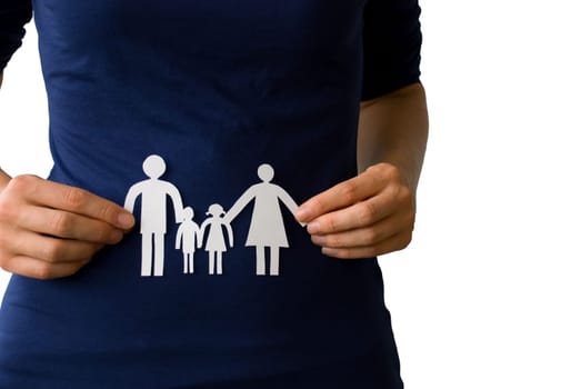 two hands holding a white paper chain family