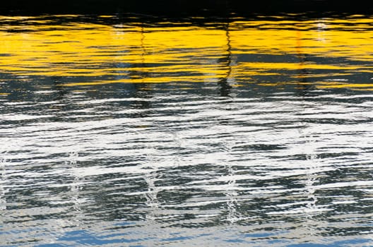 reflection of many colors on the sea in San Francisco