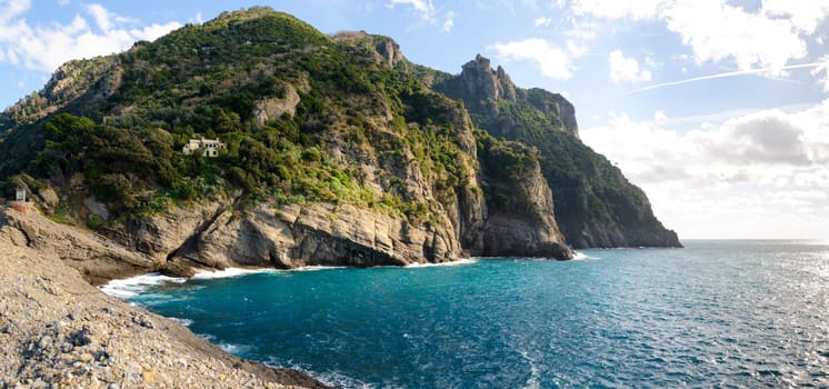 Overview of the promontory of Portofino photographed from Punta Chiappa