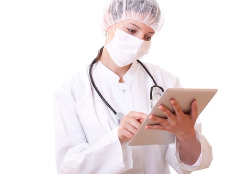 Doctor using digital tablet