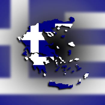 Greece map with the flag inside, isolated