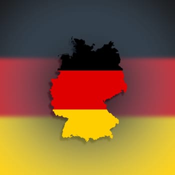 Map of the Federal Republic of Germany with national flag isolated