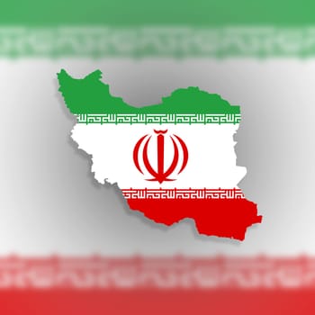 Map of Iran and Iranian flag illustration, isolated