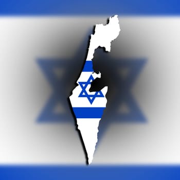 Israel map with the flag inside, isolated