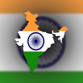 Map of India filled with flag, isolated